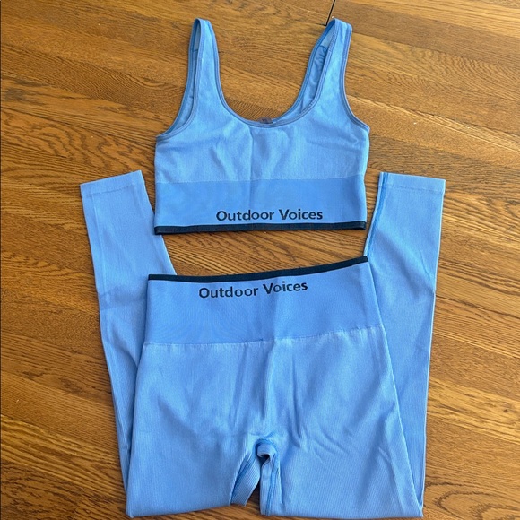 OUTDOOR VOICES - Blue Ribbed Set - Picture 1 of 2